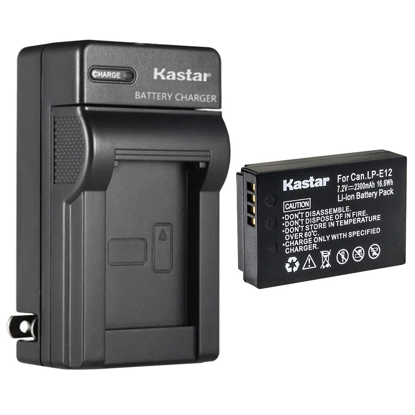 Kastar 1-Pack Battery and AC Wall Charger Replacement for Canon LP-E12 LPE12 Battery, Canon LC-E12 LC-E12E Charger, Canon EOS 100D, EOS M, EOS M2, EOS