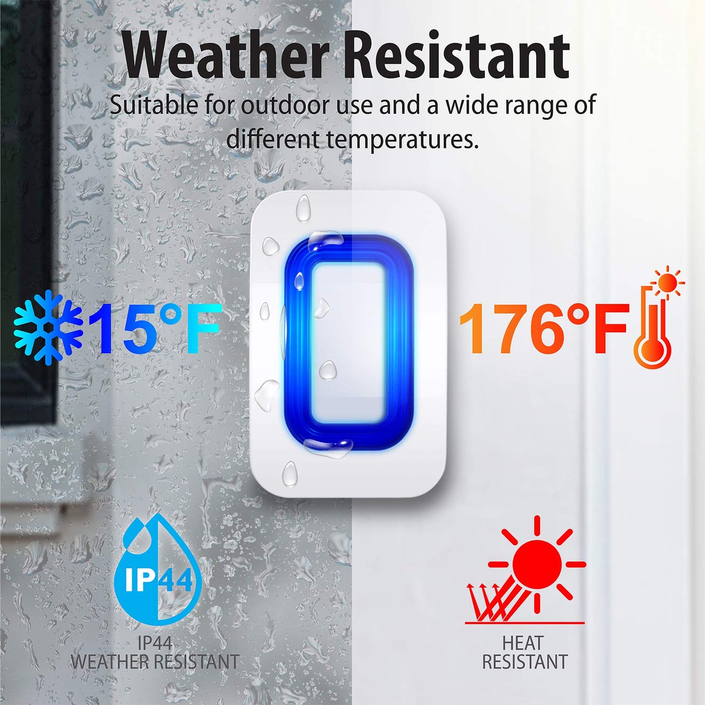 Fosmon WaveLink Door Chime Driveway Alarm Guard Wireless Motion Sensor (500 Feet, 58 Tunes, 5 Volume Levels, LED Indicators) Motion Detector