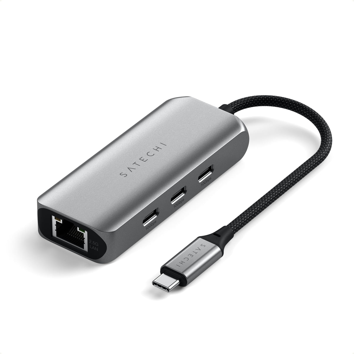 Satechi 4-in-1 USB-C Ethernet Adapter, 2.5 Gbps Speed, Chrome