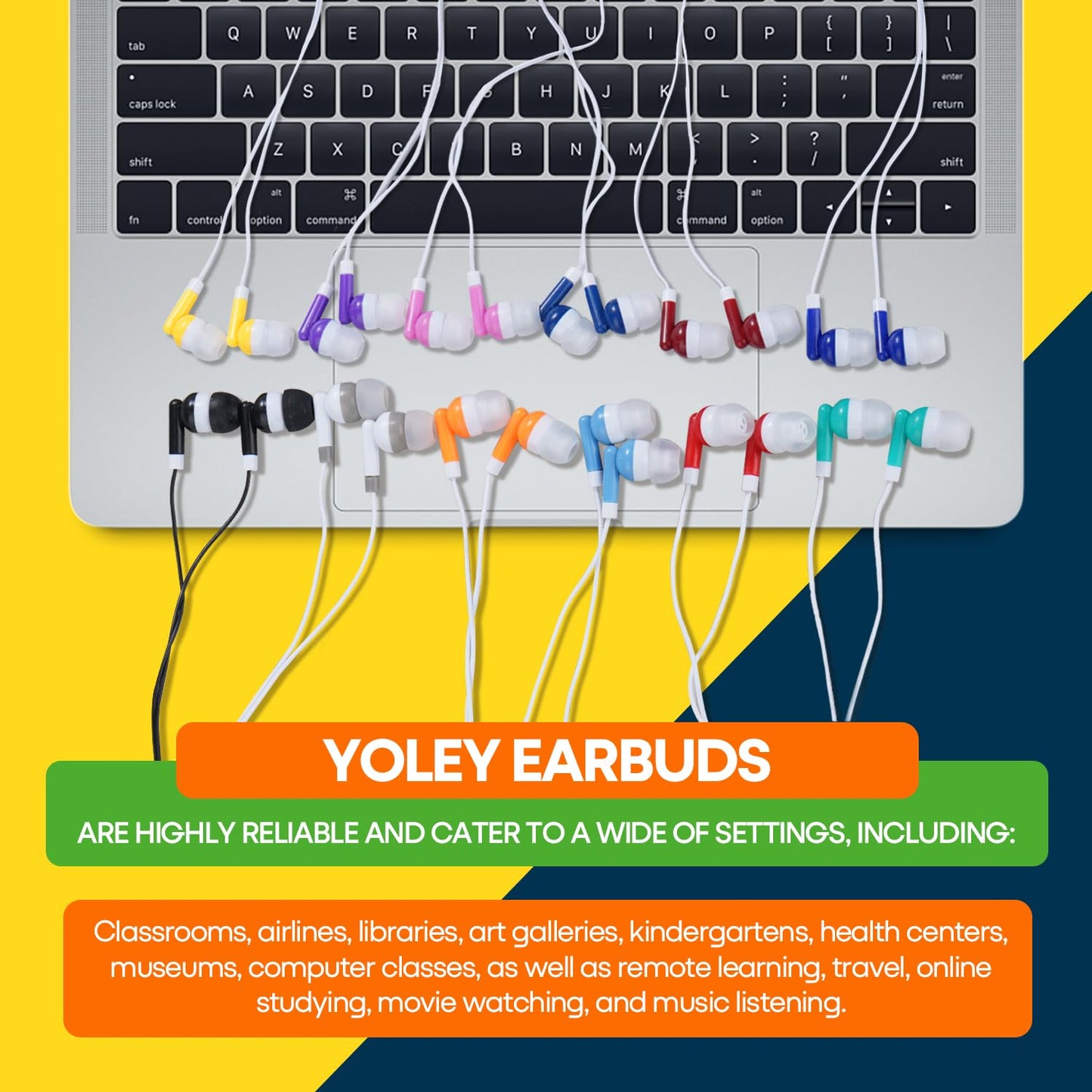 Yoley Classroom Earbuds Bulk 50 Pack for Kids School Children Student Boys Girls Toddler Teen and Adult(Mixed Colors)
