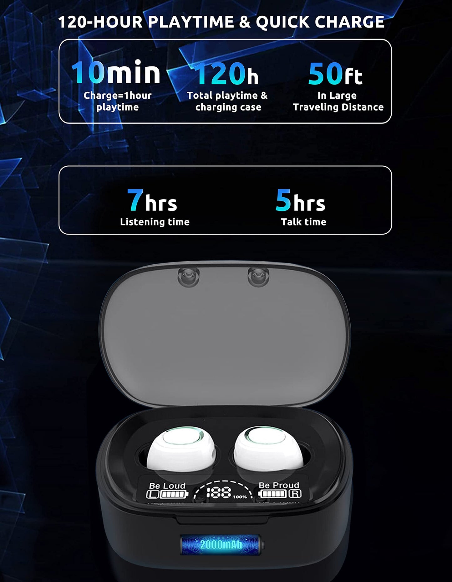 VOLT PLUS TECH Wireless V5.3 PRO Earbuds Compatible with Apple Samsung HP DELL Google Intel Nuc IPX3 Bluetooth Touch Waterproof/Sweatproof/Noise…