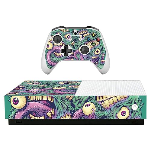 MightySkins Skin for Microsoft Xbox One S All-Digital Edition - Eyes and Teeth | Protective, Durable, and Unique Vinyl Decal wrap Cover | Easy