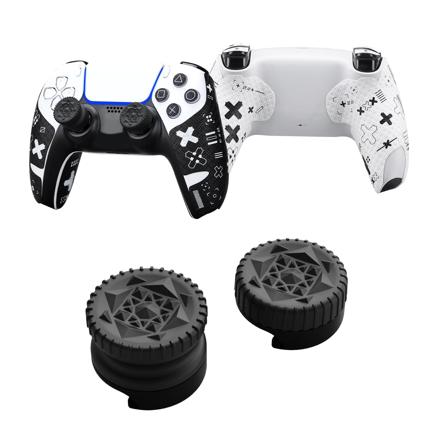 JEMDO Controller Performance Grips Compatible PlayStation 5 DualSense Controller,PS5 Anti-Slip Stickers Tape,Sweat-Absorbent Cover Skin,Black Print