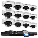PANOOB 16 Channel Security Camera System, 12Pcs 5MP Wired Outdoor Home Surveillance IP PoE Cameras with AI Human Vehicle Detection, 4K 16CH PoE NVR
