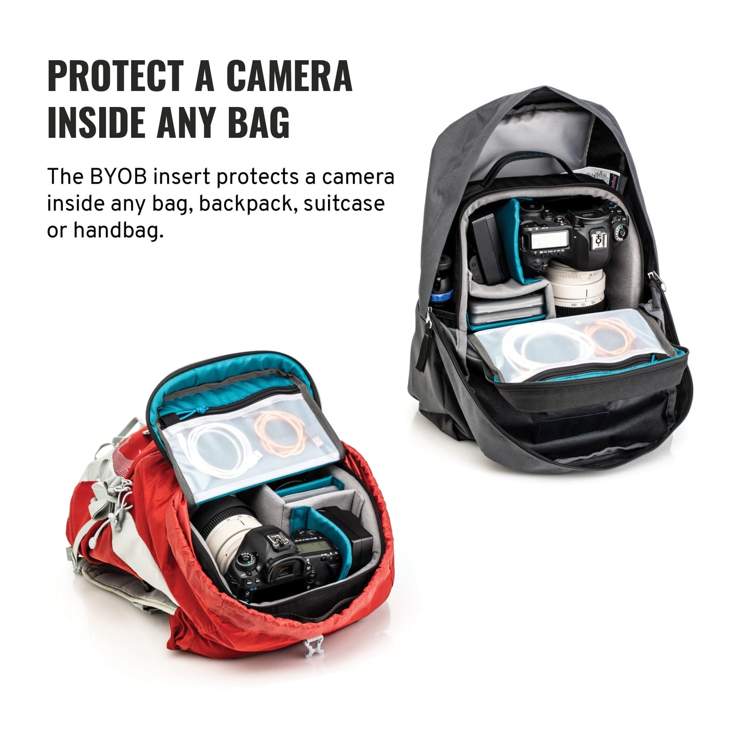 Tenba BYOB 10 DSLR Backpack Insert - Turns any bag into a camera bag for DSLR and Mirrorless cameras and lenses - Black (636-624)