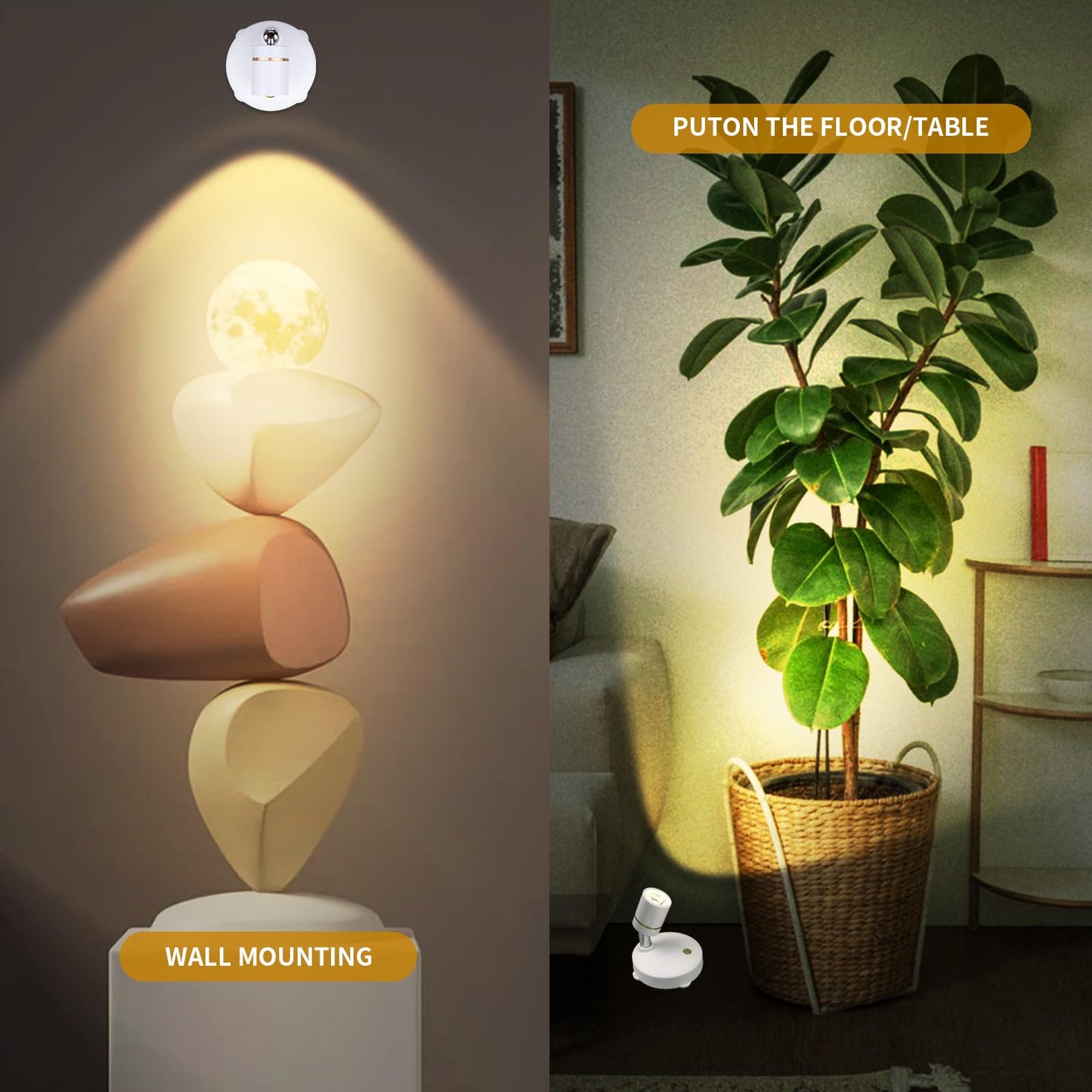 LEASTYLE Battery Operated Spotlight,LED Cordless Spot Lights Indoor with Remote, Wireless Uplighting for Wall Display Artwork Accent