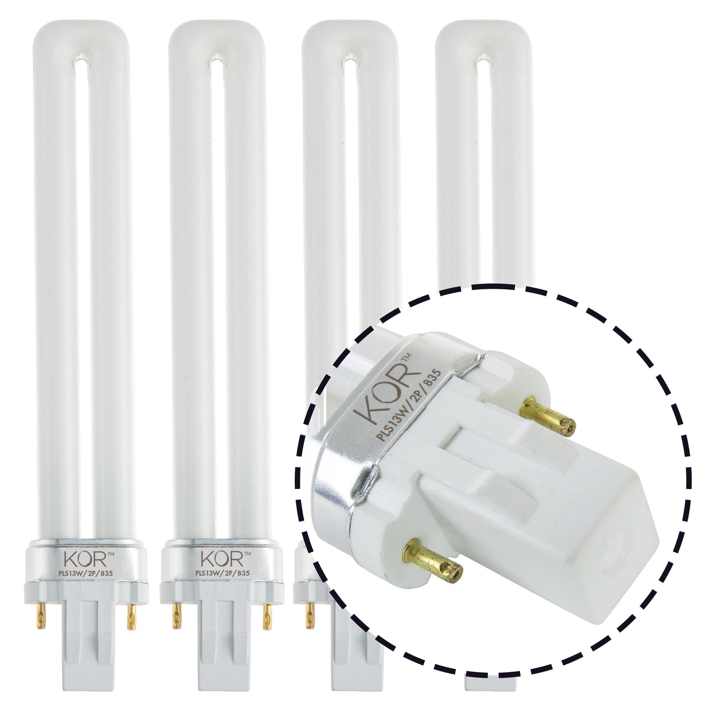 KOR K22195 GX23 2-Pin 13W Compact Fluorescent Plug-in Bulbs, 4-Pack