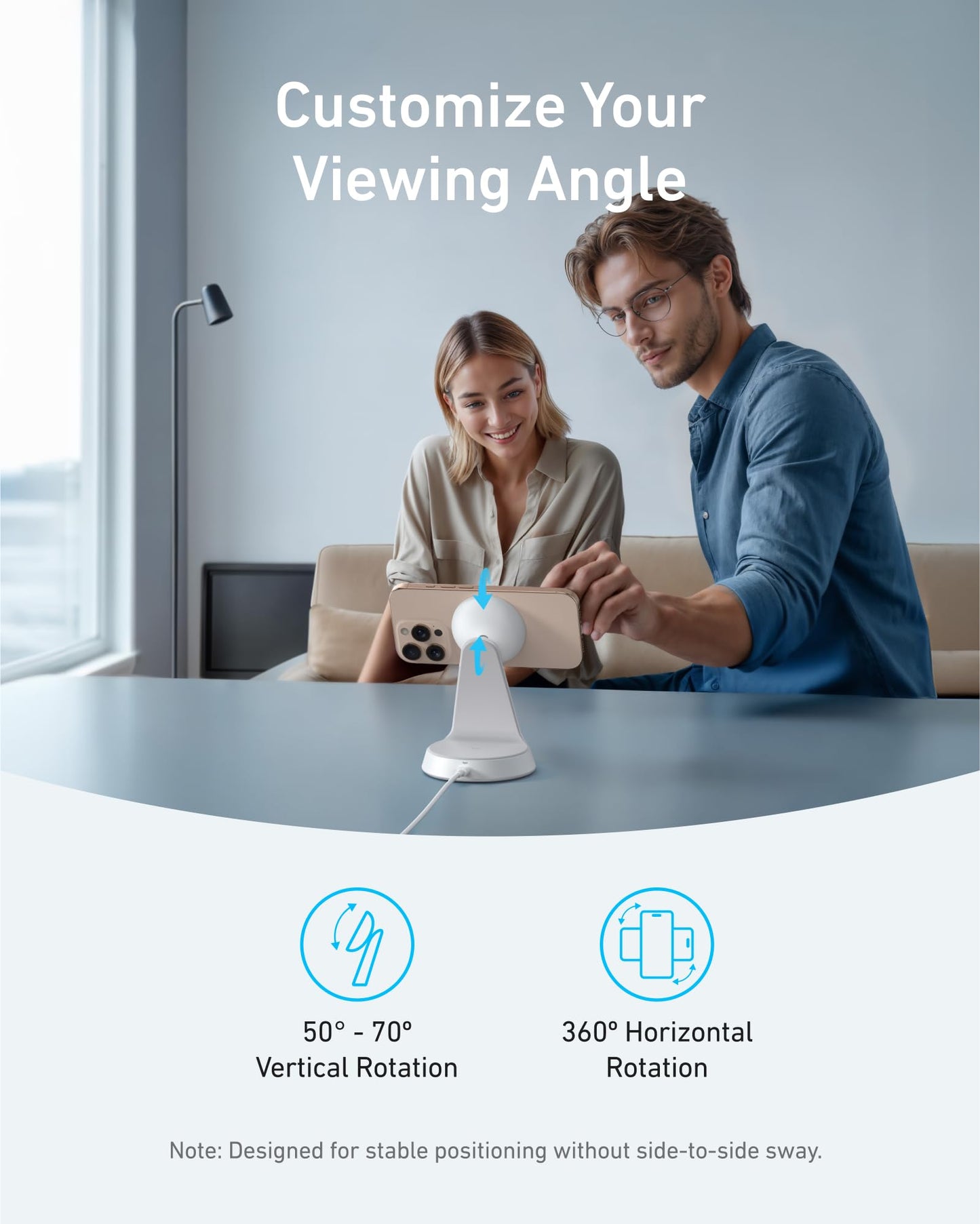 Anker MagSafe Compatible 2-in-1 Charging Stand, iPhone 16 Wireless Charger, Qi2 Certified 15W Ultra-Fast,Adjustable and Super Strong,for iPhone