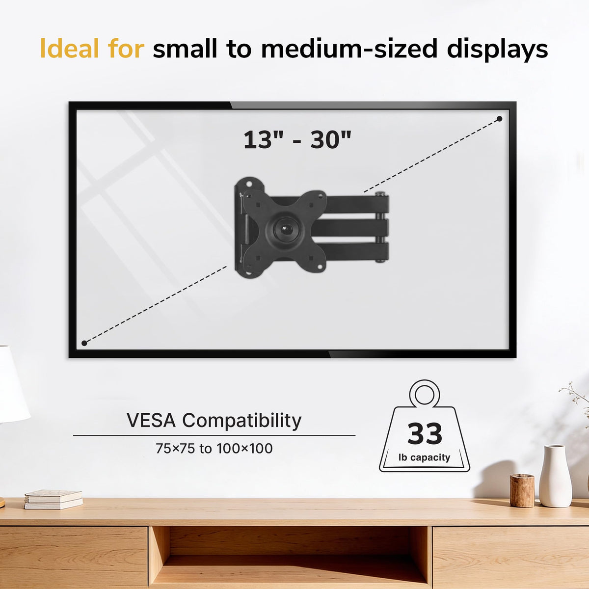 Mount-It! Small TV Wall Mount, 19-30", 33 lbs