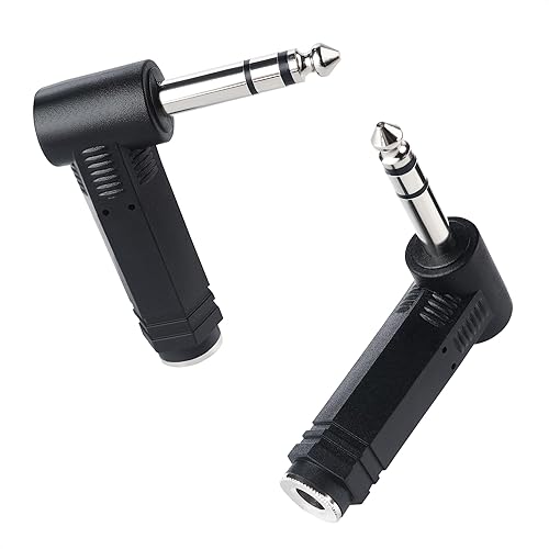 Cable Matters 2-Pack 1/4 Right Angle TRS Adapter - 6.35mm Right Angle Adapter, 1/4 TRS Audio Connector for Professional Audio Equipment
