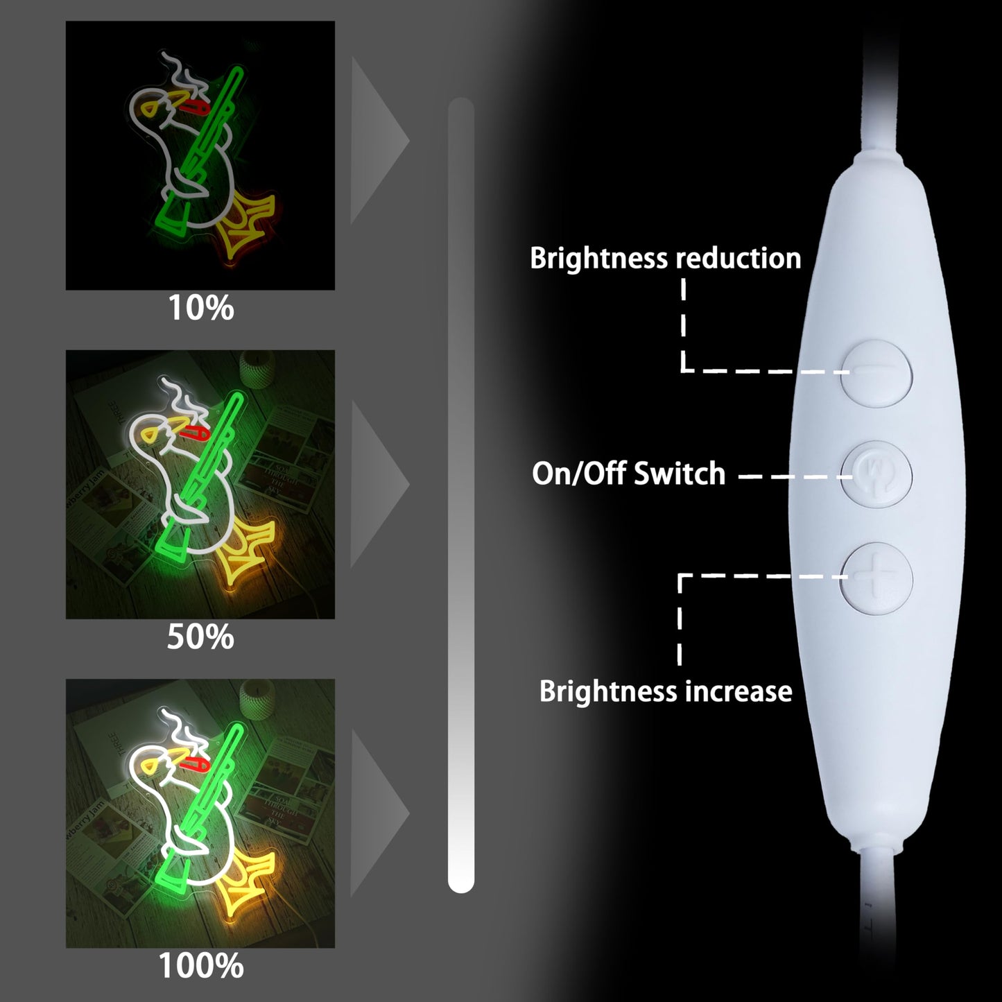 AEHEMNGZ Duck Neon Sign with Adjustable Switch Game Room Led Sign with Usb Powered Knife Neon Light Cool Animal Neon Light Sign for Home Bedroom Bar