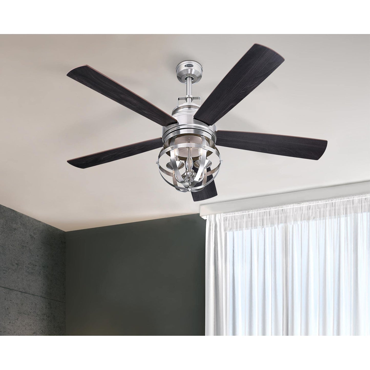 Westinghouse Stella Mira Ceiling Fan with LED Light, 52 in, Brushed Nickel