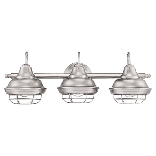 Designers Impressions Charleston Satin Nickel 3 Light Wall Sconce/Bathroom Fixture: 10012