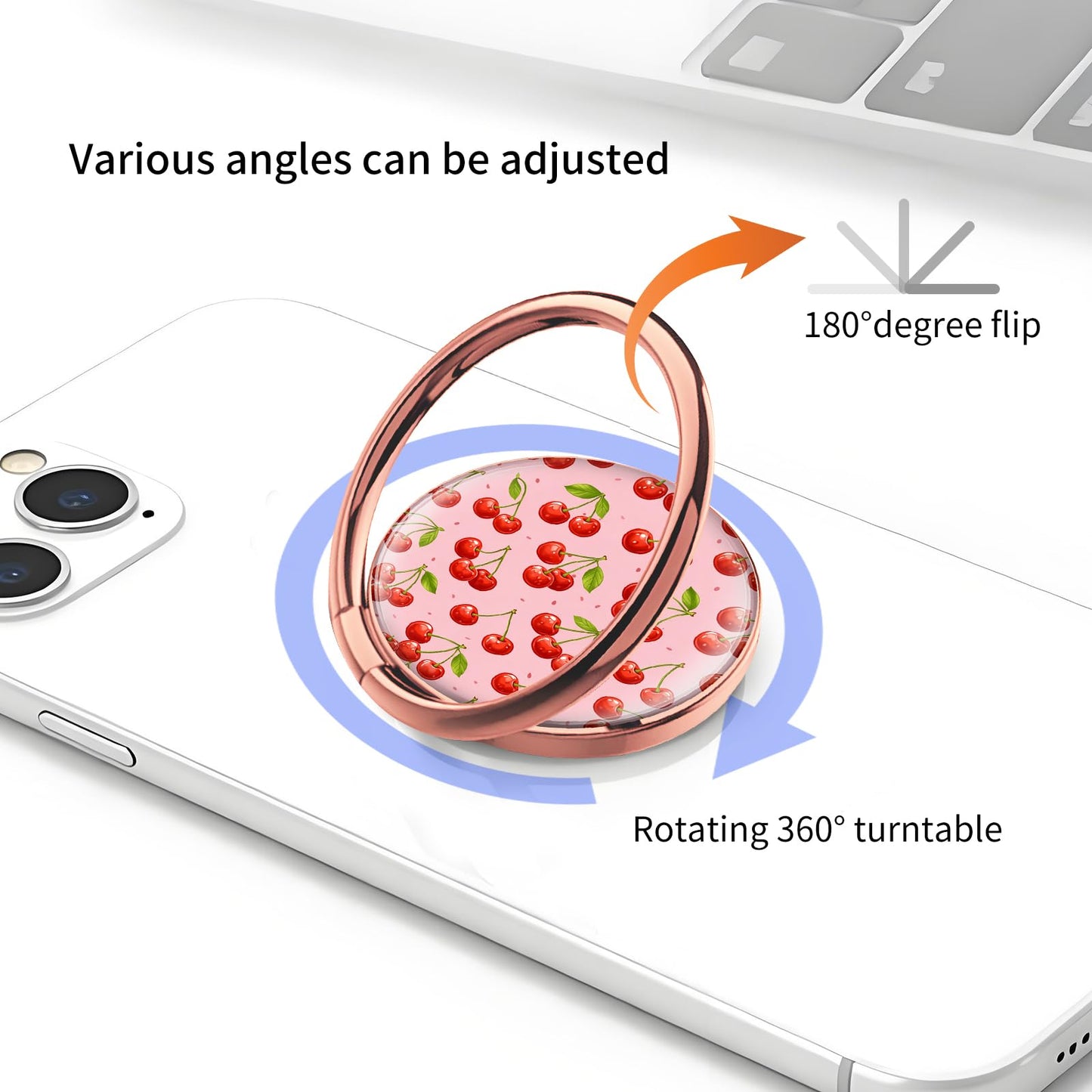 DLLFIOPA Cell Phone Ring Holder Grip, Luxury Rose Gold Metal Ring Holder 360°Rotation Finger Ring Stand, Cute Large Cell Phone Kickstand Grip