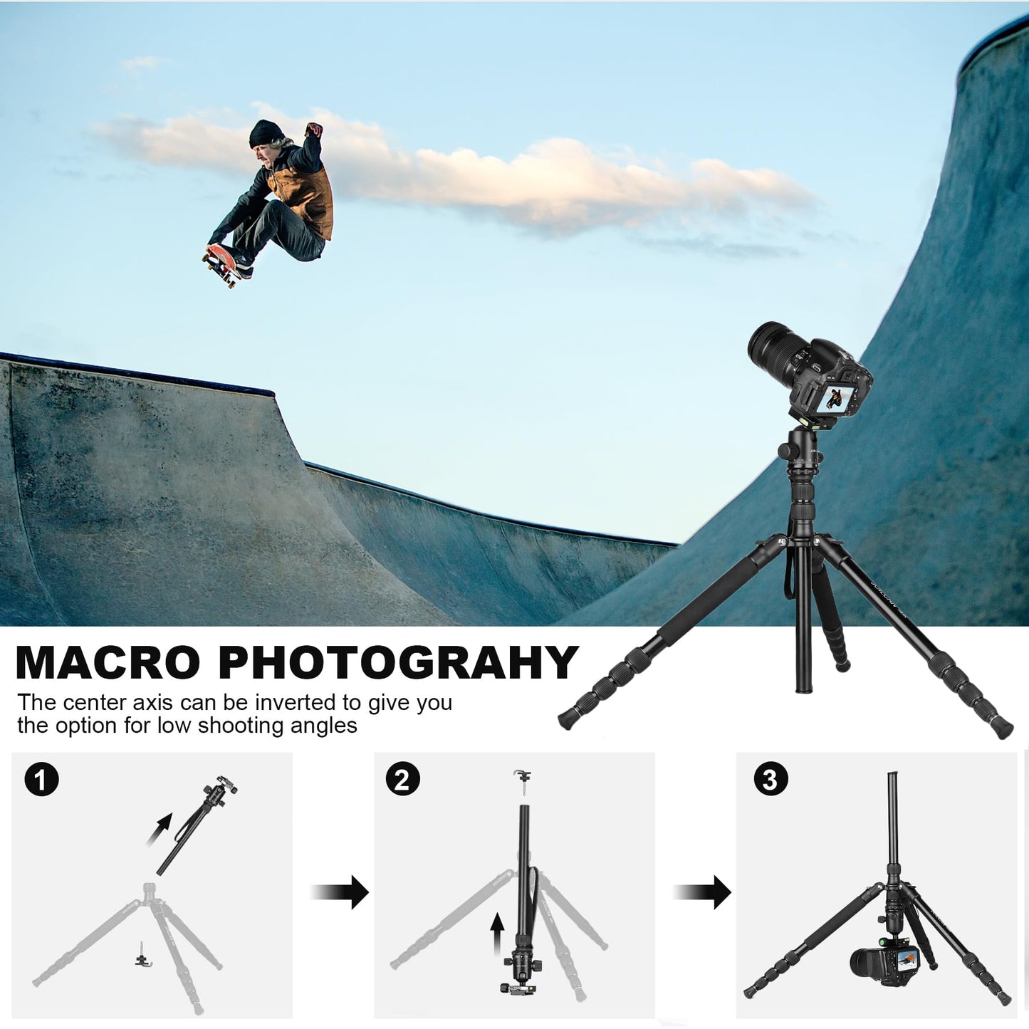 80/85 inches Heavy Duty Tripod for Camera and Phone, 85" Camera Monopod Tripods, DSLR Binoculars Spotting Scope Camcorders Video Tripod Stand, 360