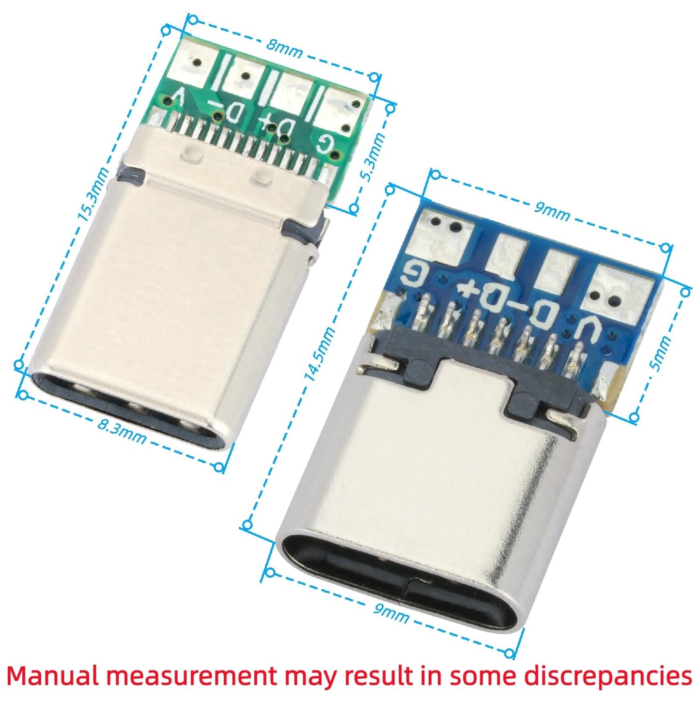 MTDELE 10 Pcs USB C Breakout Board 24 Pin 5Pcs Male and 5Pcs Female Head