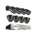 ZOSI 8CH 3K Lite Security Camera System with AI Human Vehicle Detection, 8 x 1920TVL Weatherproof Home Outdoor Cameras, 80ft Night Vision, Remote