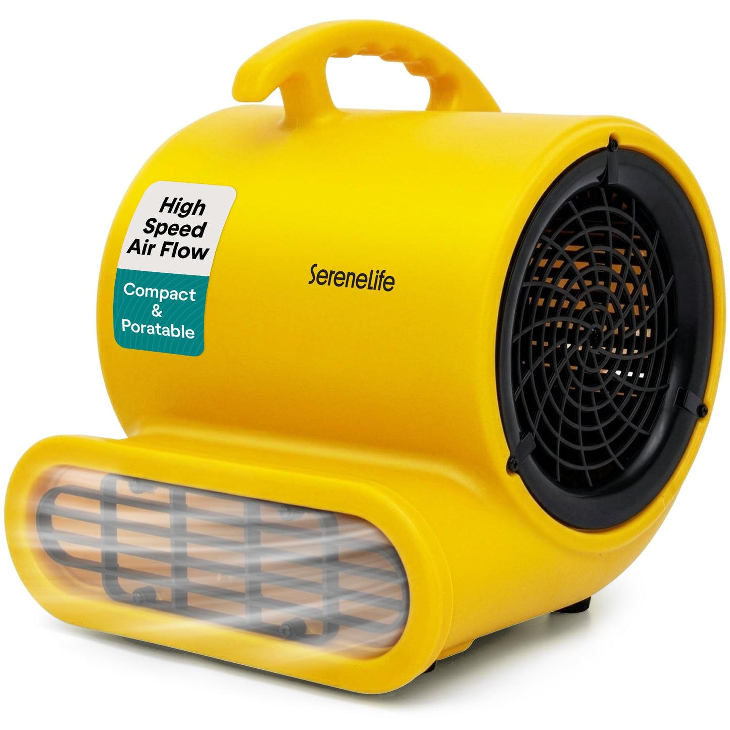SereneLife Air Mover Blower Fan 2500 CFM - Powerful High Performance 3-Speed Fan for Floor & Carpet Drying, Portable Floor Fan w/Adjustable Tilt, Plug