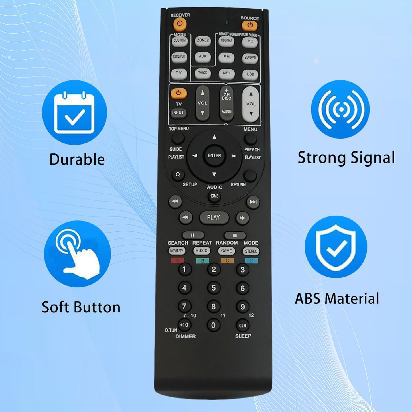 Replacement Remote Control for Onkyo RC-710M RC-880M HT-R560 TX-SR343 HT-R393 RC-606S RC-683M TX-SR702 5.1 Channel A/V AV Audio Video Receiver