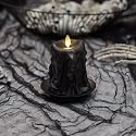 Luminara Heavy Wax Drip Flameless LED Candle, Black 3.4" x 4.5", Timer Function, Real Wax Pillar, Battery Operated Unscented Safe, Long-Lasting