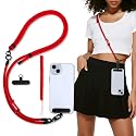 YOTOBQQ Phone Lanyard, Adjustable Wrist Strap, 2 Pads, Anti Theft Lanyard Crossbody, Multifunctional Cell Phone Neck Strap (Red)