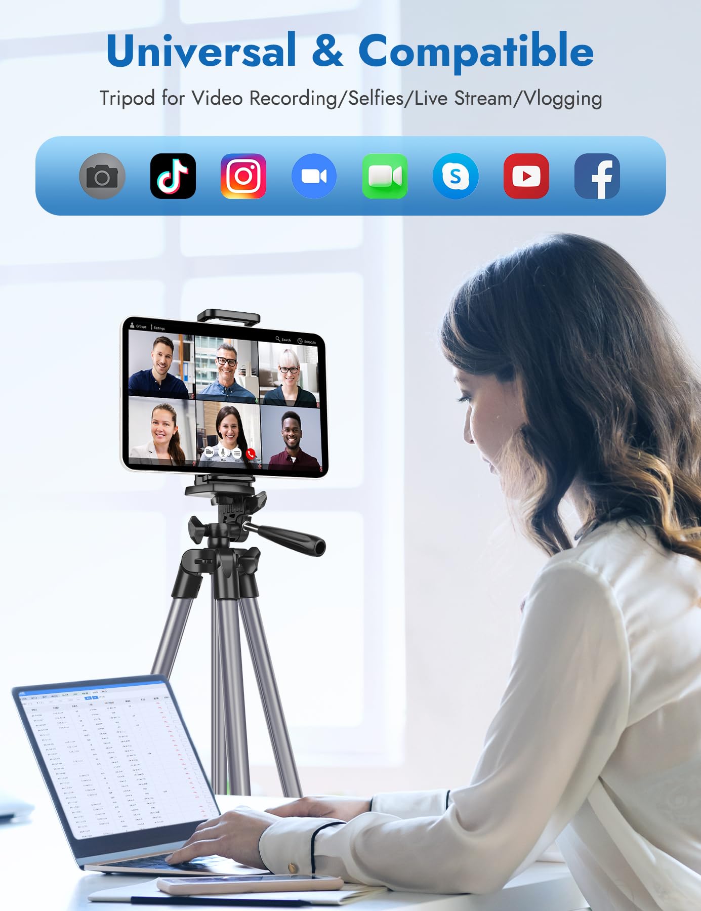 JOILCAN 67" Tripods Camera Tripod, Phone Tablet Tripod for Video Recording Vlog Photo with Remote Carry Bag, Aluminum Lightweight Travel Tripods