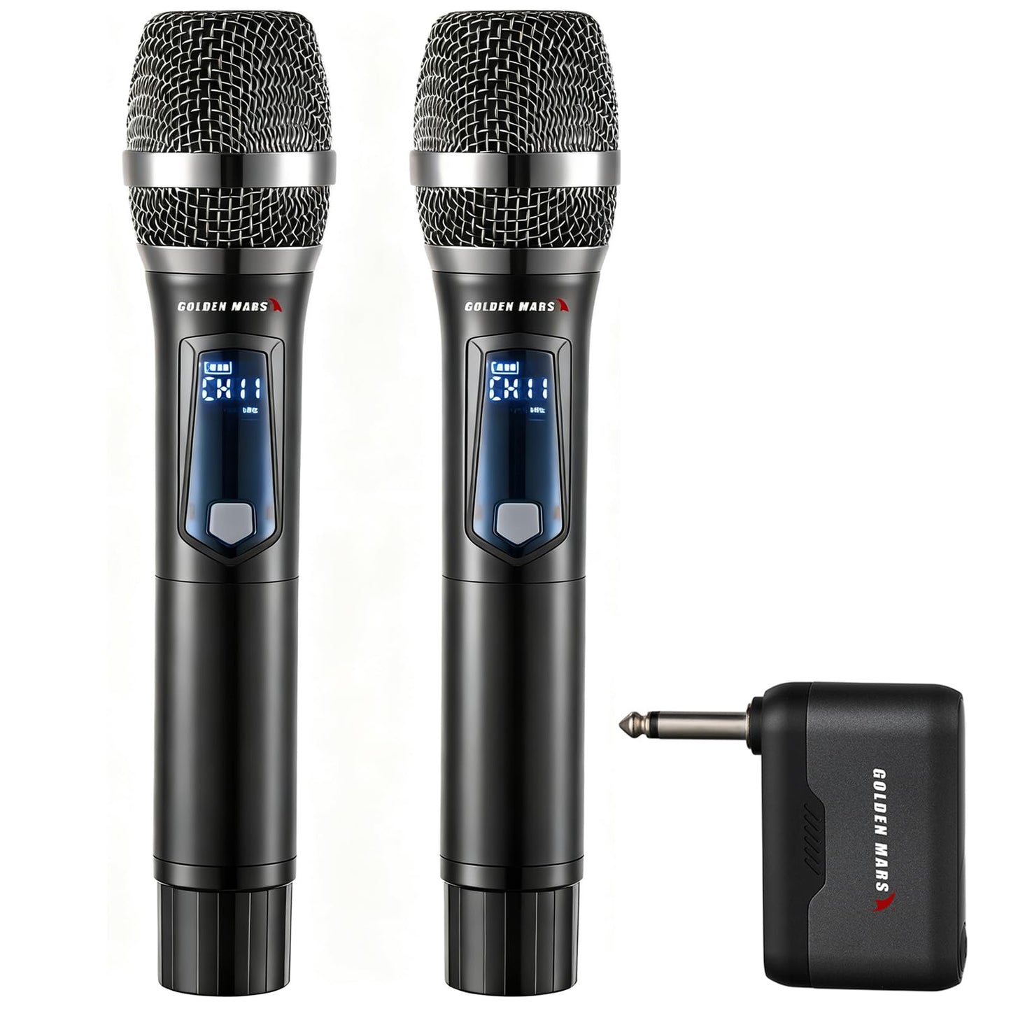Wireless Microphone, Professional Updated 2.4G Rechargeable 2 Handheld Microphones System with 300 FT Extra Long Distance Stable Receiving for Karaoke