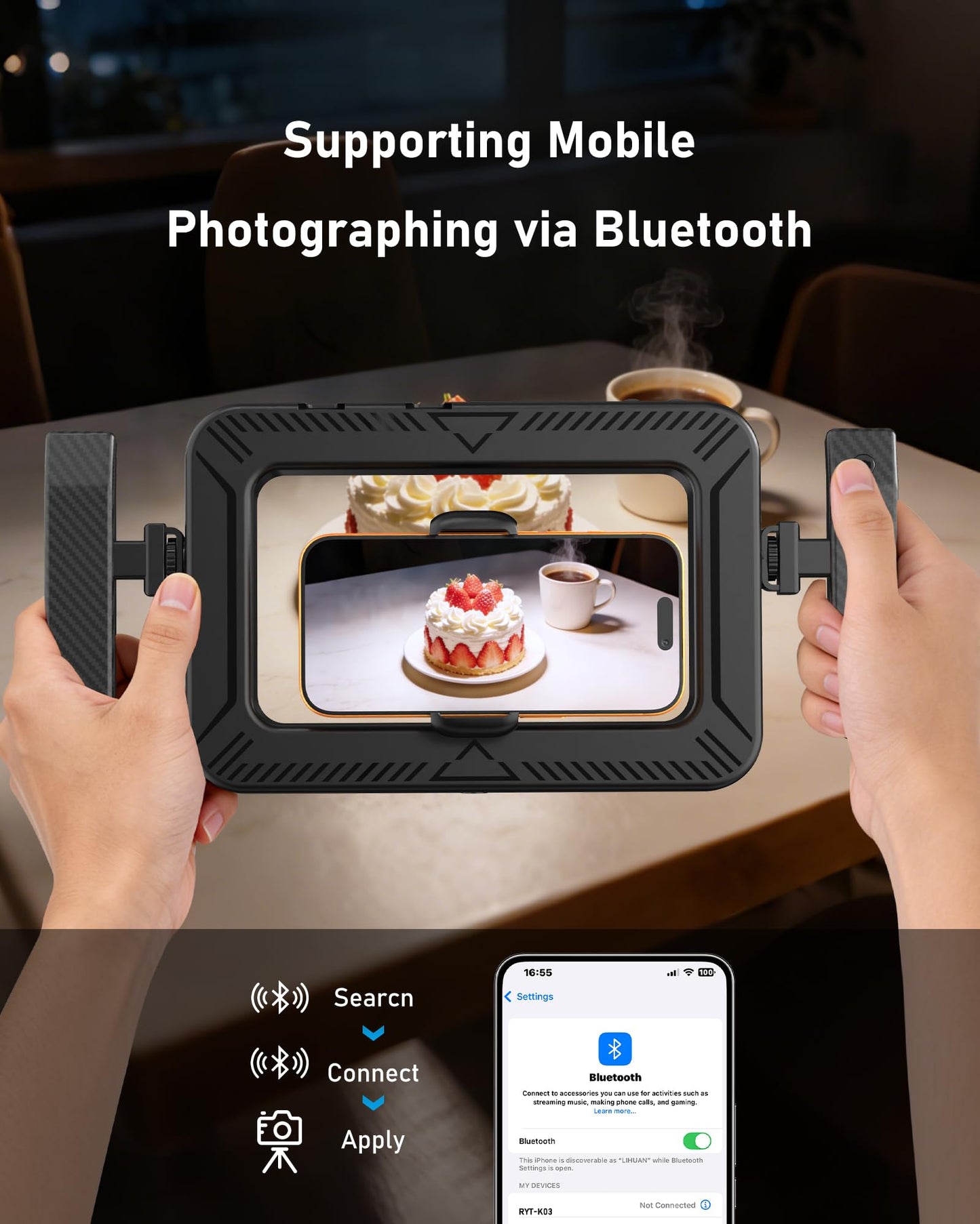 WIVTAK Smartphone Video Rig with LED Light, Ring Light for Phone, Video Recording with Remote, Adjustable 2900K-7000K&CRI 95+, Handheld Makeup Light