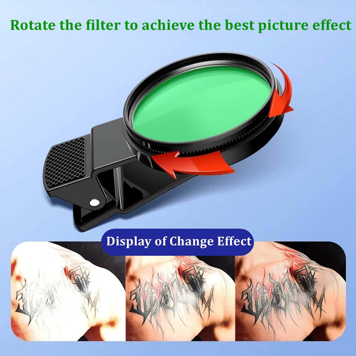 CPL Polarizing Filter for Phone,52mm Camera Lens Filter with Lens Clip Compatible for iPhone 14 Pro Max 13 Pro Max 13 Mini 12 11 X XS Max Samsung