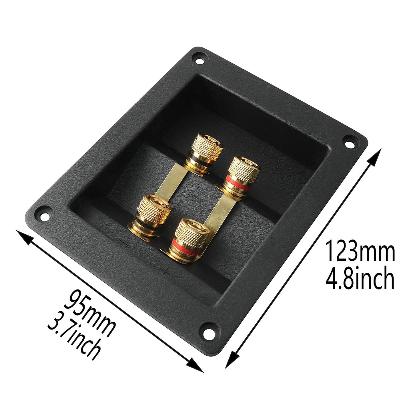 ZZLZX 1PC Copper 4-Position Terminal Junction Box, Post 4 Speaker Wall Plates Home Theater Junction Box Connectors for Car/Home Audio, Speaker Box