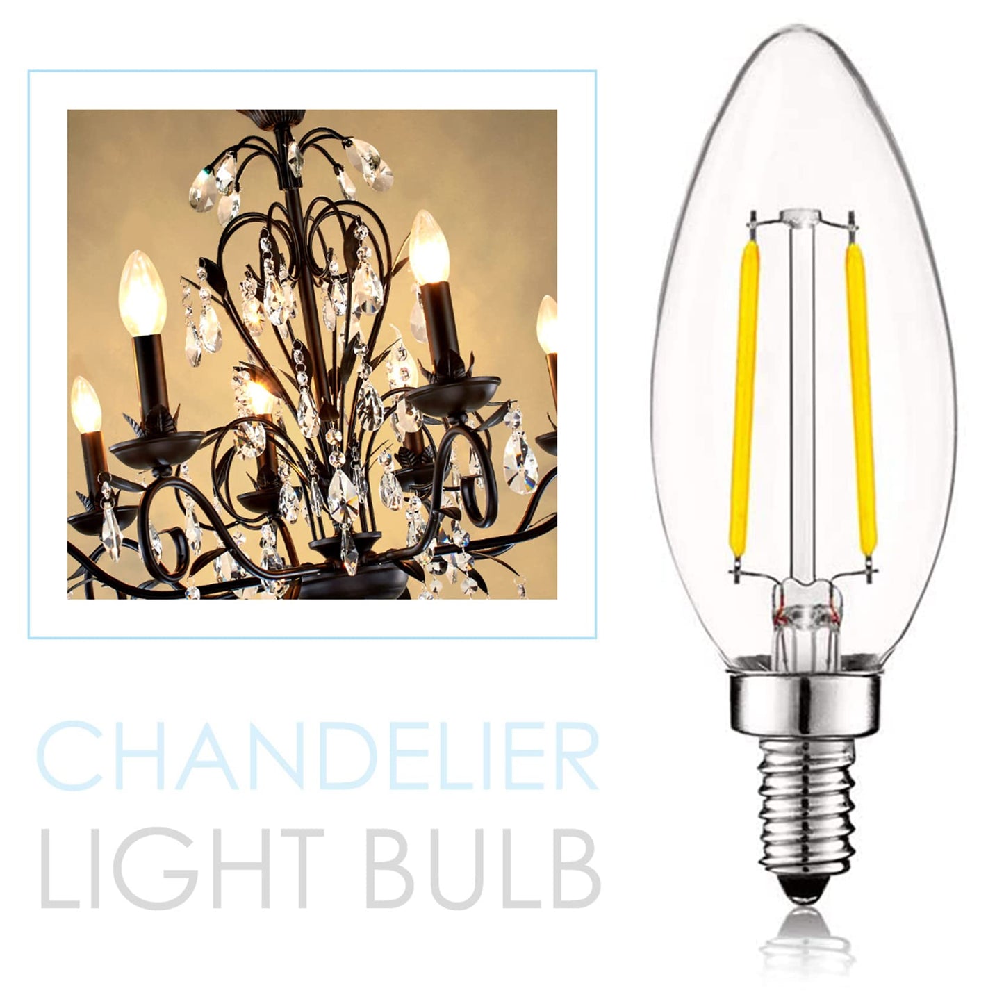 SHUWDKAR E12 Candelabra Bulb 25 Watt Equivalent E12 LED Bulb 2W 2700K