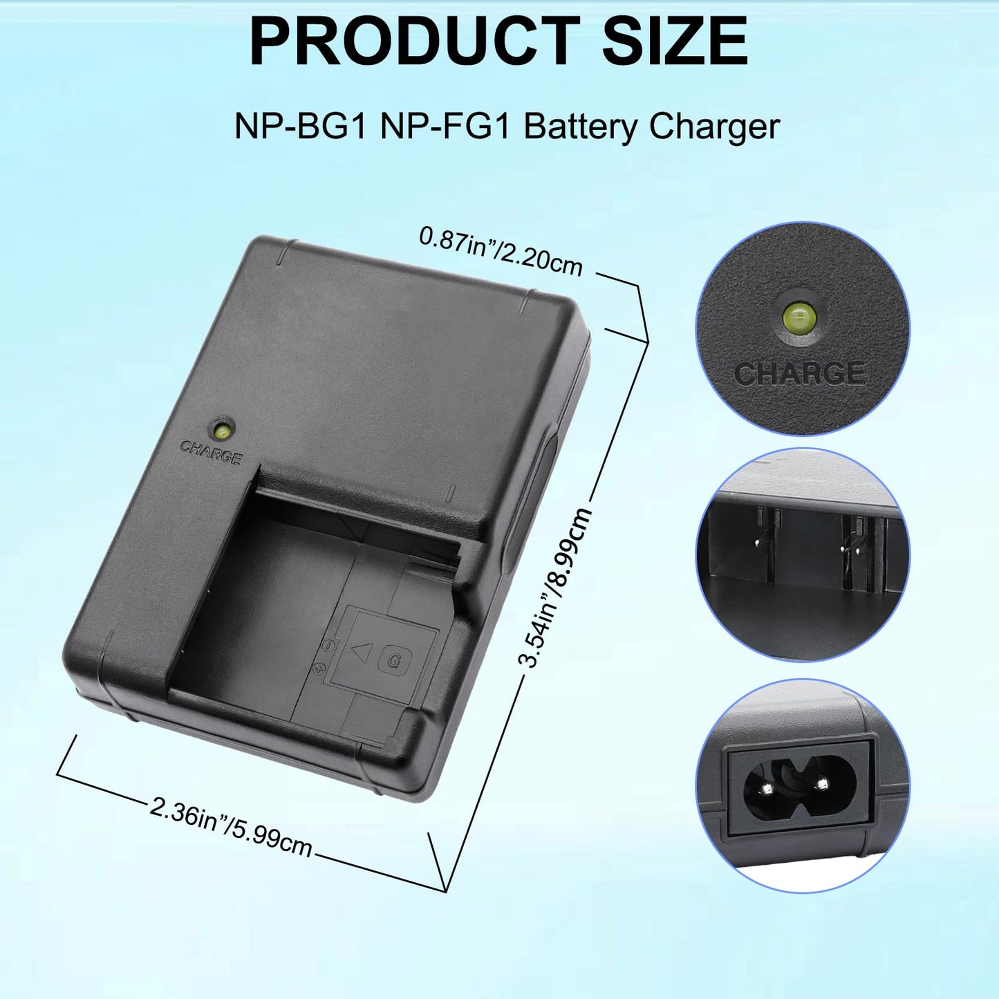 NP-BG1 NP-FG1 Battery Charger for Sony: Compatible for BC-CSG BC-TRN2 BC-TRN BN1 FD1 FT1 FR1 Battery Cyber-Shot DSC-H3 DSC-H7 DSC-H9 DSC-H10 DSC-H20