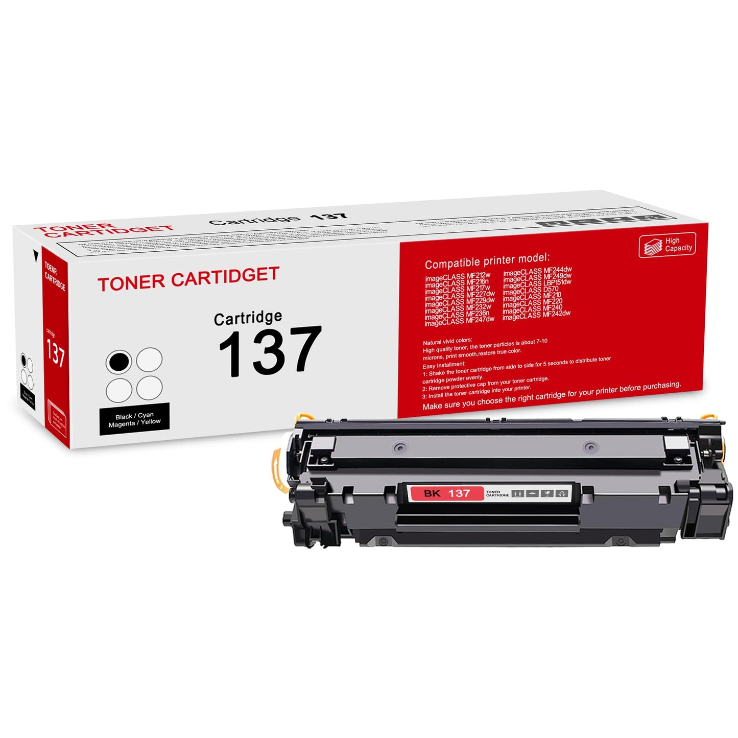 1 Pack 137 9435B001 Black Toner Cartridge: Compatible CRG 137 9435B001 Replacement for Canon imageCLASS MF212w MF216n MF229dw MF232w MF236n MF247dw