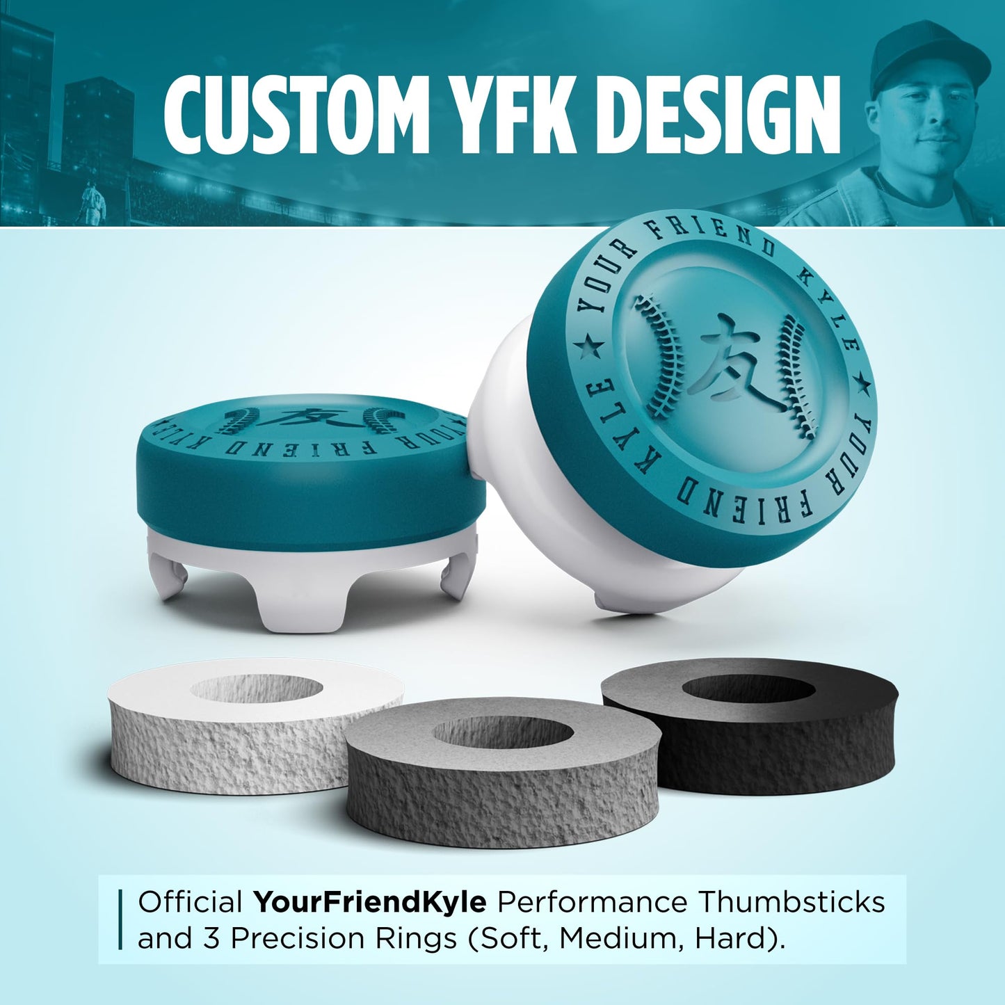 KontrolFreek YourFriendKyle (YFK) Precision Sports Baseball Kit | for PlayStation 4 (PS4), PlayStation 5 (PS5) Controller | Blue and White