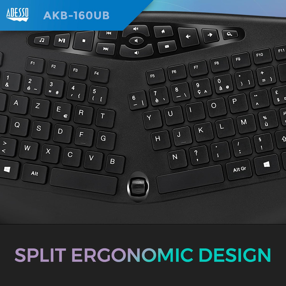 Adesso AKB-160UB Wired Ergonomic Keyboard