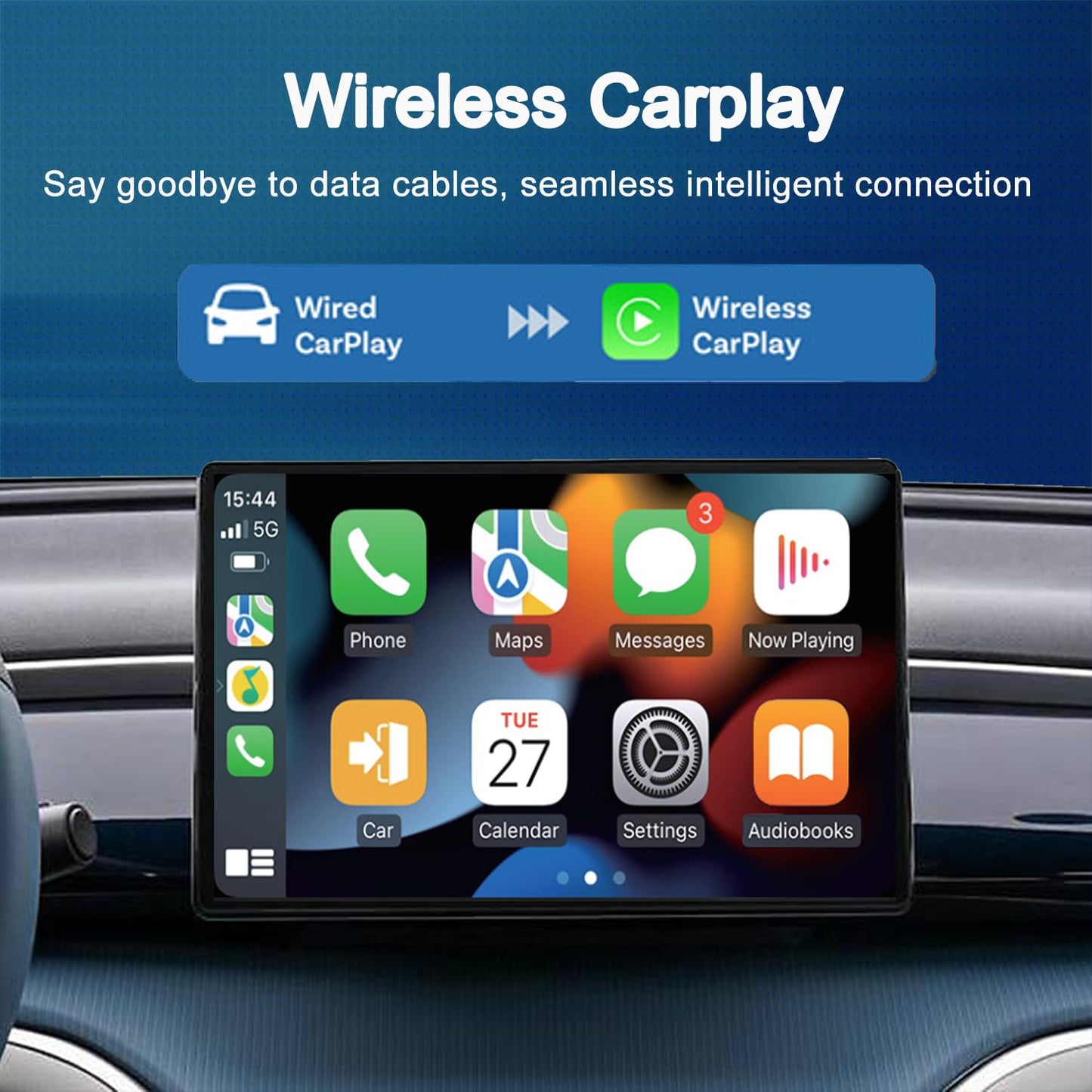 YYMC Wireless CarPlay Adapter for Apple Car Play, Small Mini Edition, Converts Factory Wired to Wireless CarPlay, Plug & Play Adapter for Apple iPhone