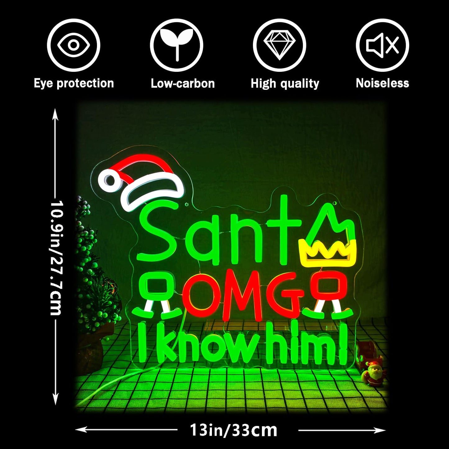 Santa I Know Him Neon Sign for Xmas Decoration Dimmable Christmas Neon Light Merry Christmas Neon Light Sign for for Party Gift Bedroom Art Wall Party