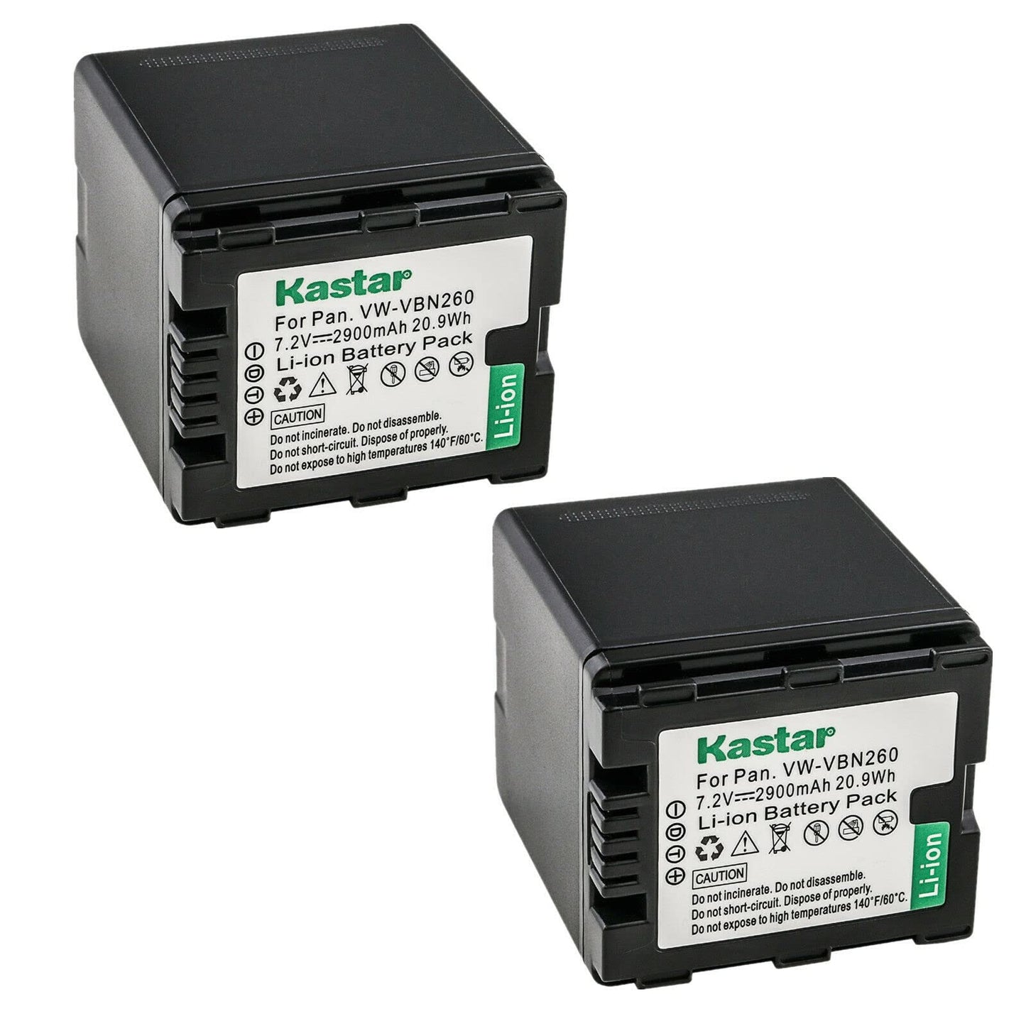 Kastar 2-Pack Battery VW-VBN260 Replacement for Panasonic HDC-SD900, HDC-SD909, HDC-TM900, HDC-TM900GK, HDC-TM900GK-3D, HDC-TM900K, HDC-TM900P