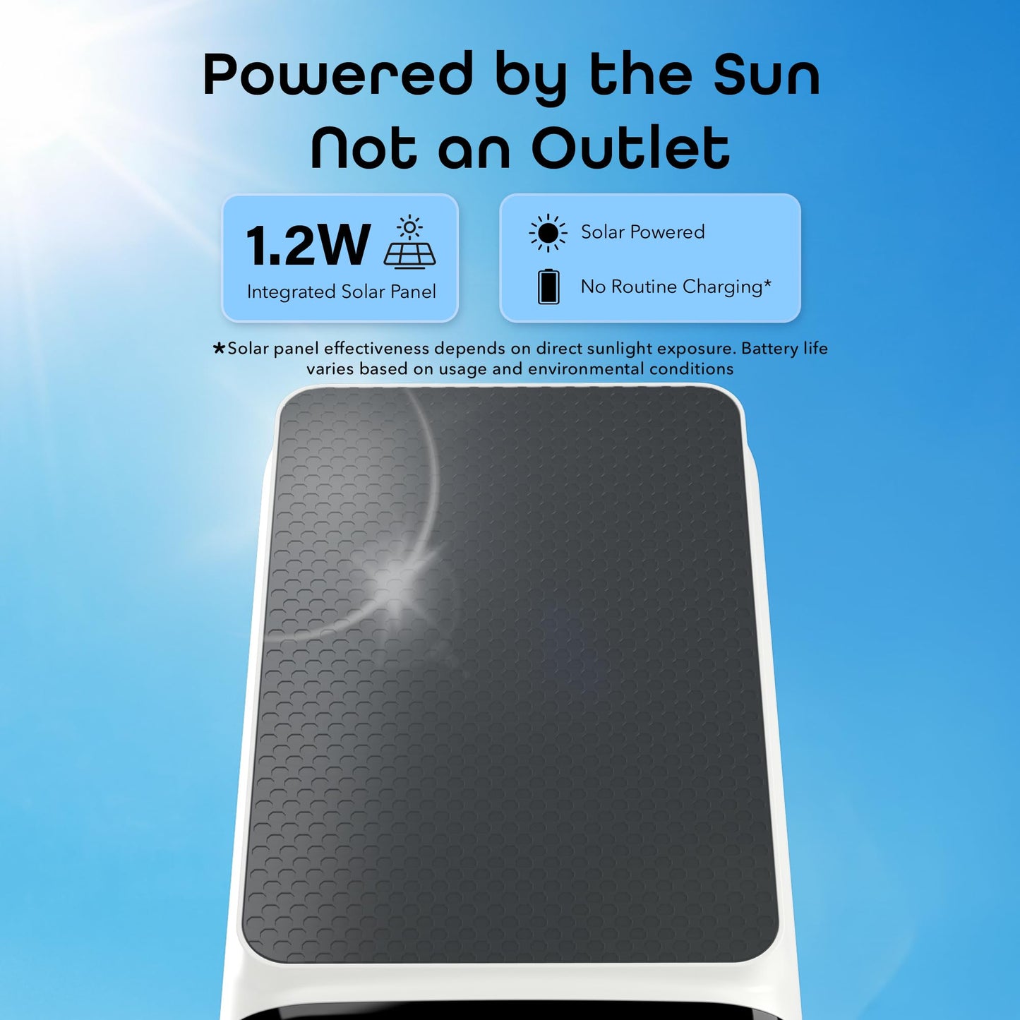 Geeni Falcon Smart Solar Battery Camera 2K+ - Outdoor Camera Wireless, Weather Resistant with Solar-Powered Battery, Motion Alerts, Color Night