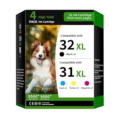 TRUINK 31XL 32XL Ink Cartridge 4-Pack Replacement for HP 31 and 32 Combo Pack Compatible with HP Smart Tank 7301 7001 5101 5000 5102 Printer Ink(4PK