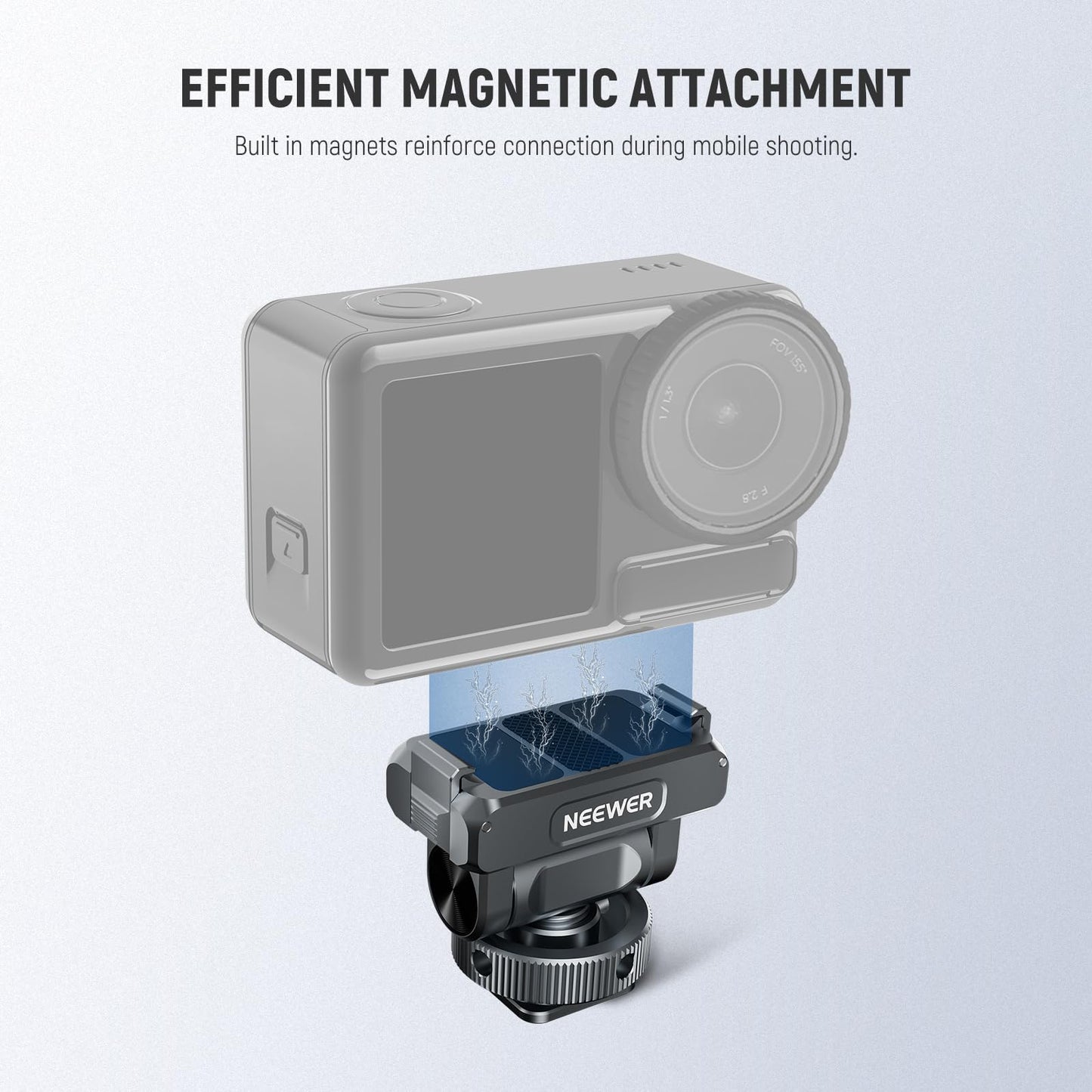 NEEWER Magnetic Mount Accessories Compatible with DJI Osmo 360 / Action 5 Pro / 4/3, Quick Release 160° Tilt Action Camera Adapter Mount with Cold