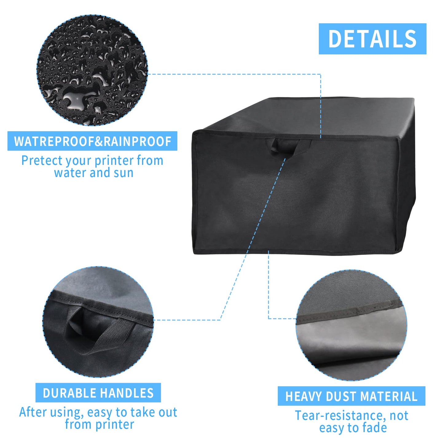 Jungda Printer Dust Cover, 600D Waterproof Universal Printer Cover for HP/EPSON/Canon/Brother Printer Protector - 16 x 12 x 8 Inch