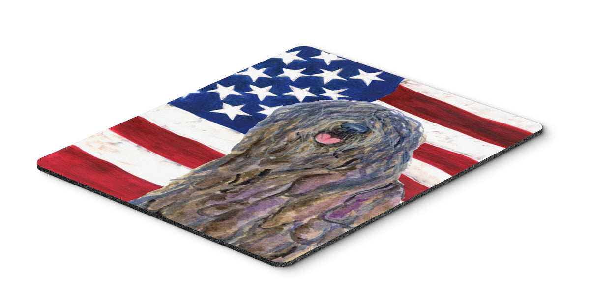 Caroline's Treasures SS4008MP "USA American Flag with Bergamasco Sheepdog Mouse Pad, Hot Pad or Trivet" for Home Office Gaming Working Computers
