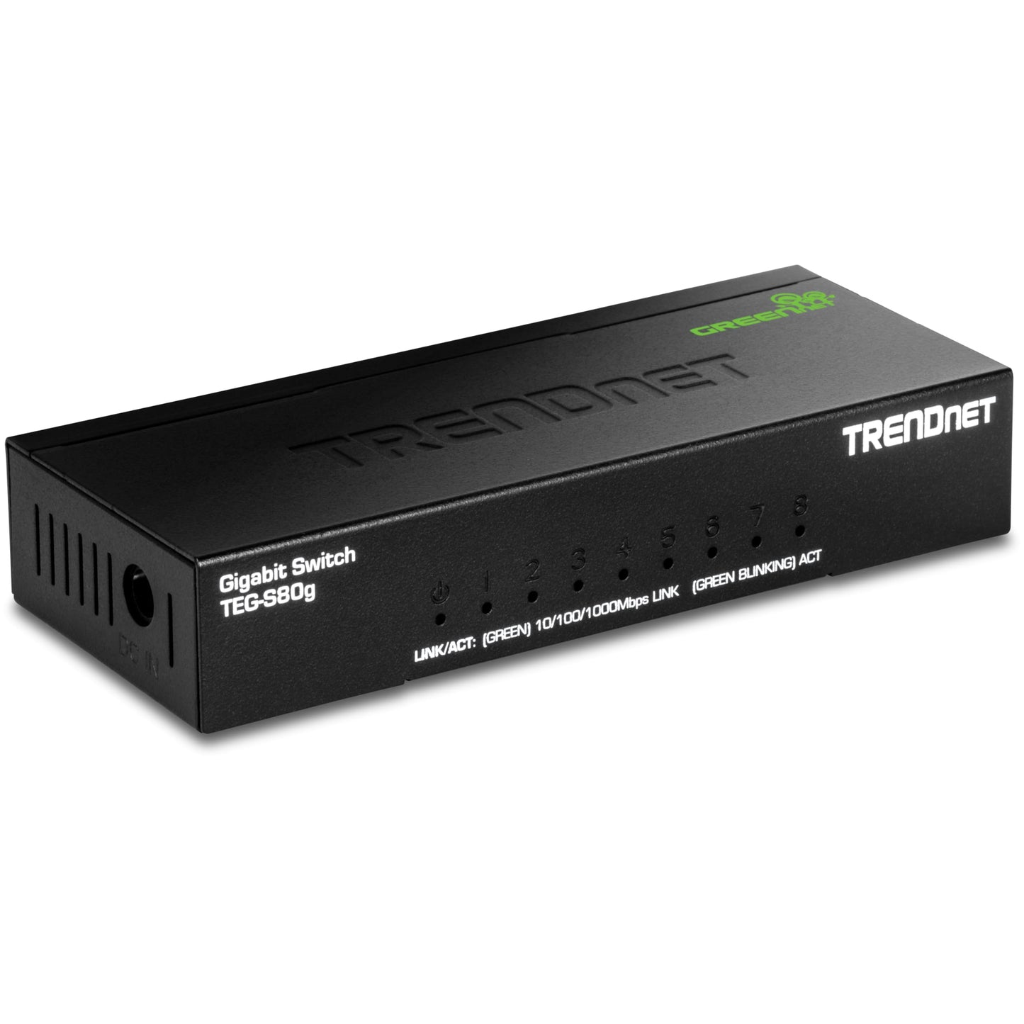 TRENDnet 8-Port Mini Gigabit Switch, TEG-S80g, Ethernet Splitter, NDAA + TAA Compliant, Desktop Metal Ethernet Network Switch, 8 x Gigabit Ports