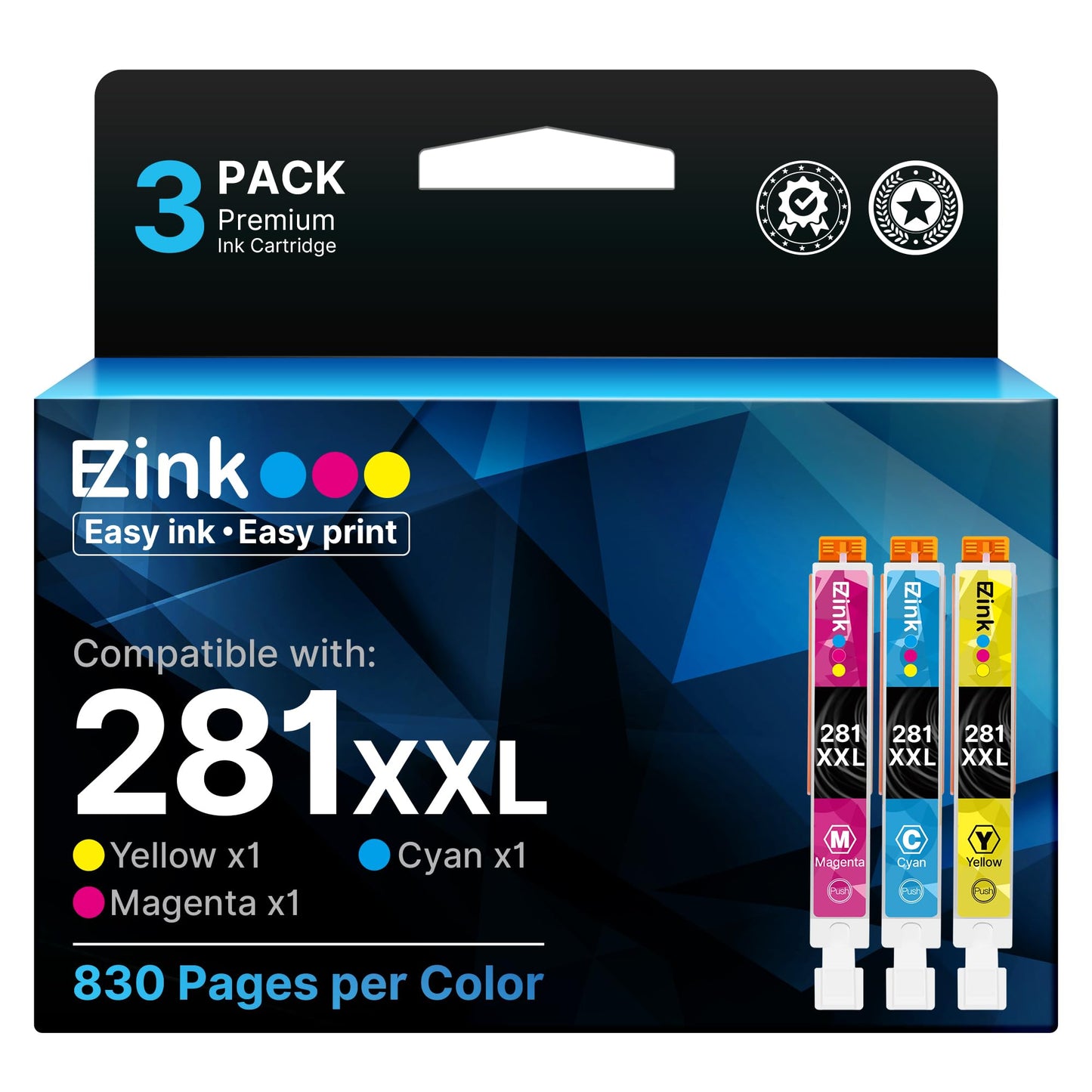 E-Z Ink Compatible for Canon CLI-281XXL 281XXL 3 Pack C/M/Y Ink Cartridge