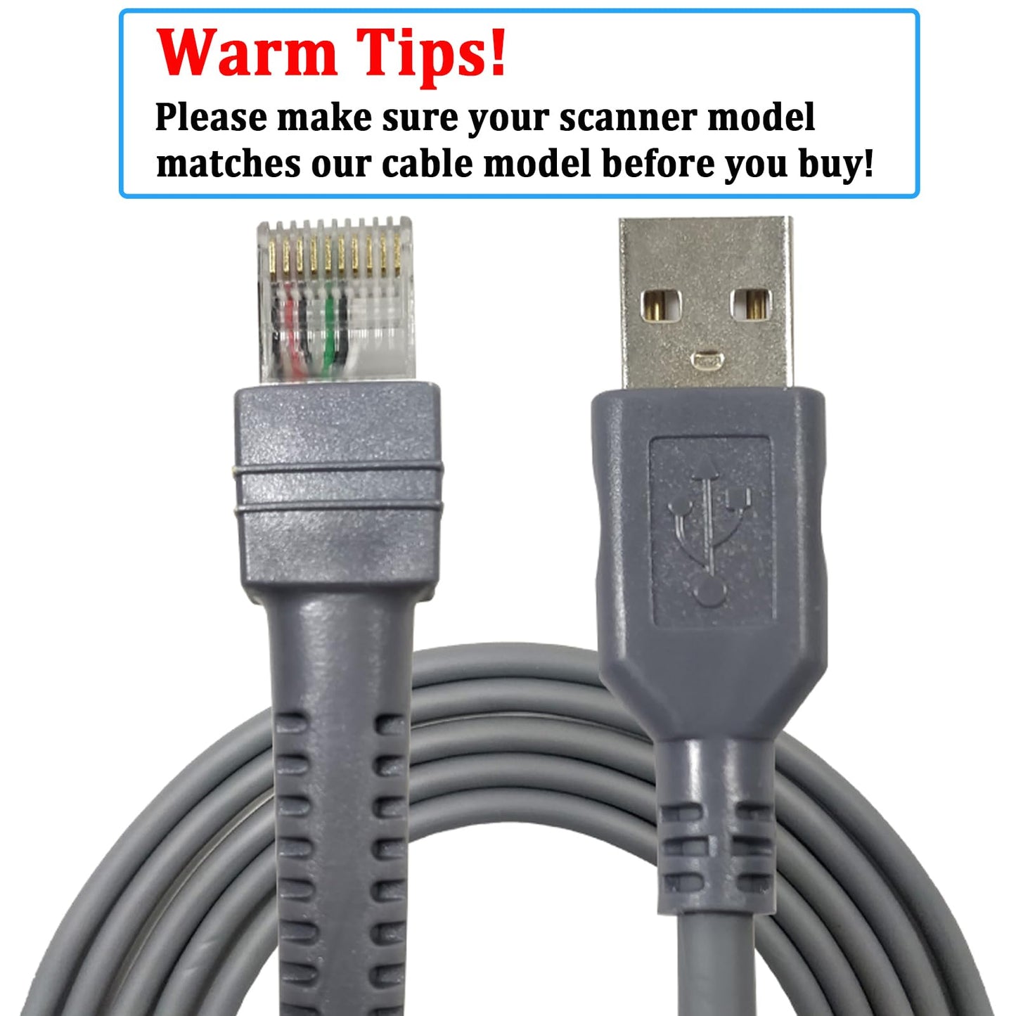 SOTESIN USB Cable for Symbol Zebra Motorola Barcode Scanner, USB to RJ45 Cable, CBA-U01-S07ZAR LS2208-SR DS2208 DS8178 LS1203 LS4208 DS4208 DS9208