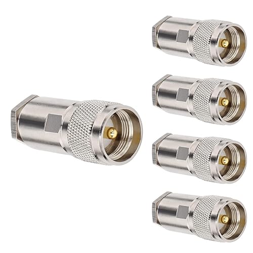 PL259 Coax Connectors, 5-Pack PL-259 UHF Male Clamp Connector PL259 UHF Plug Male RF Coax Connector for LMR400/RG8/RG8U/KMR400/Belden 9913/7D-FB Cable