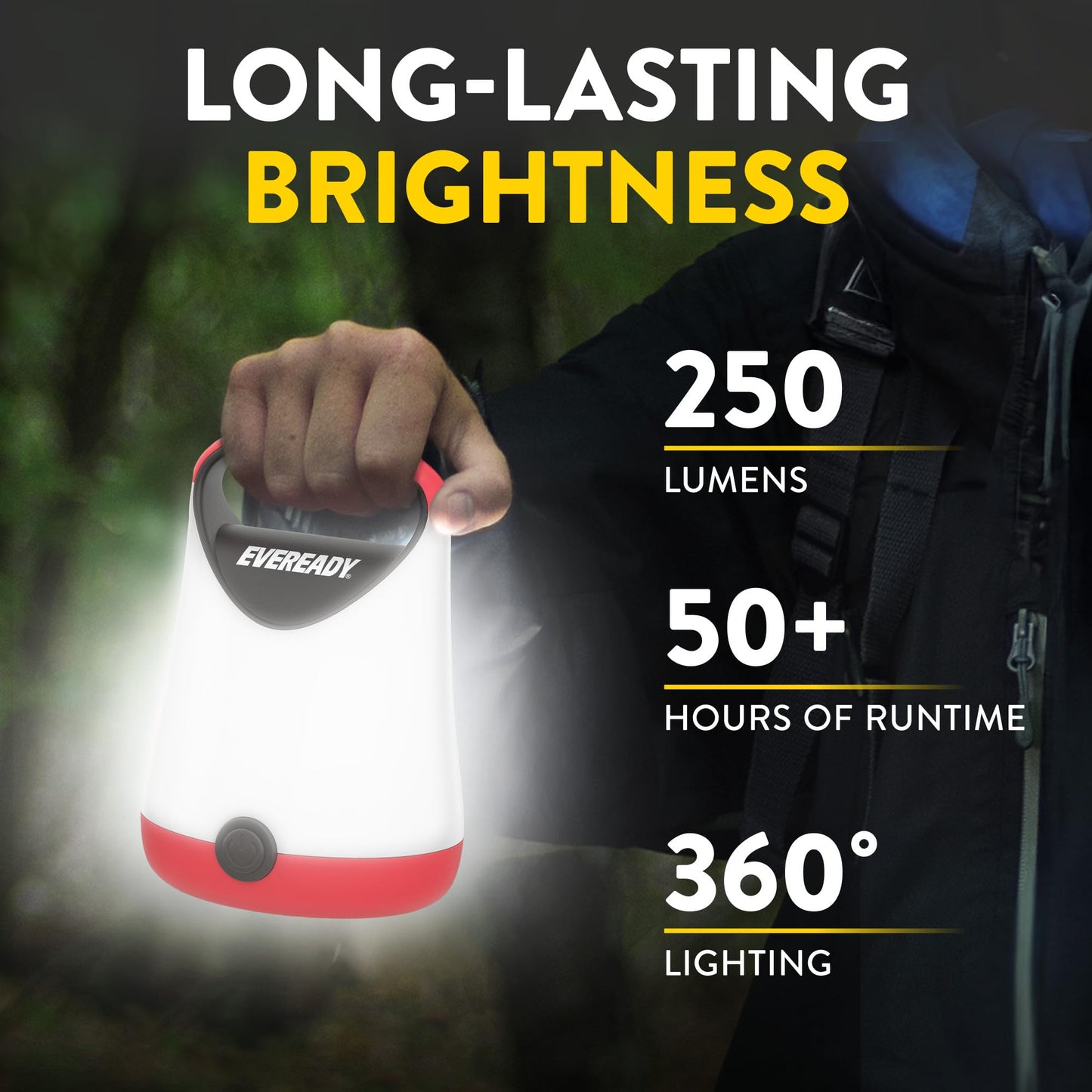 Eveready LED Camping Lantern X-250 (2-Pack), Super Bright Tent Lights, Rugged Water Resistant LED Lanterns, 100 Hour Run-time (Batteries Included)