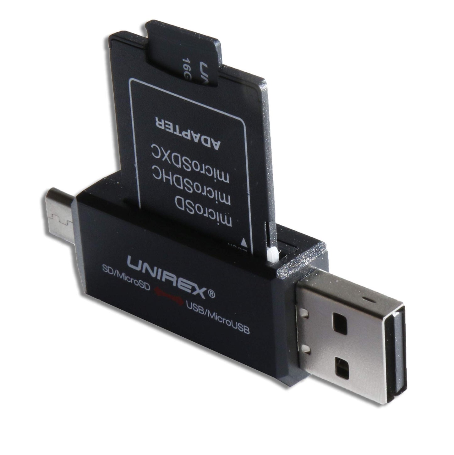 Unirex MSW-165S MicroSD Card with Full Sized Adapter and MicroSD/SD reader to Micro USB/USB, Works With Any Product with MicroSD or SD Card Slot