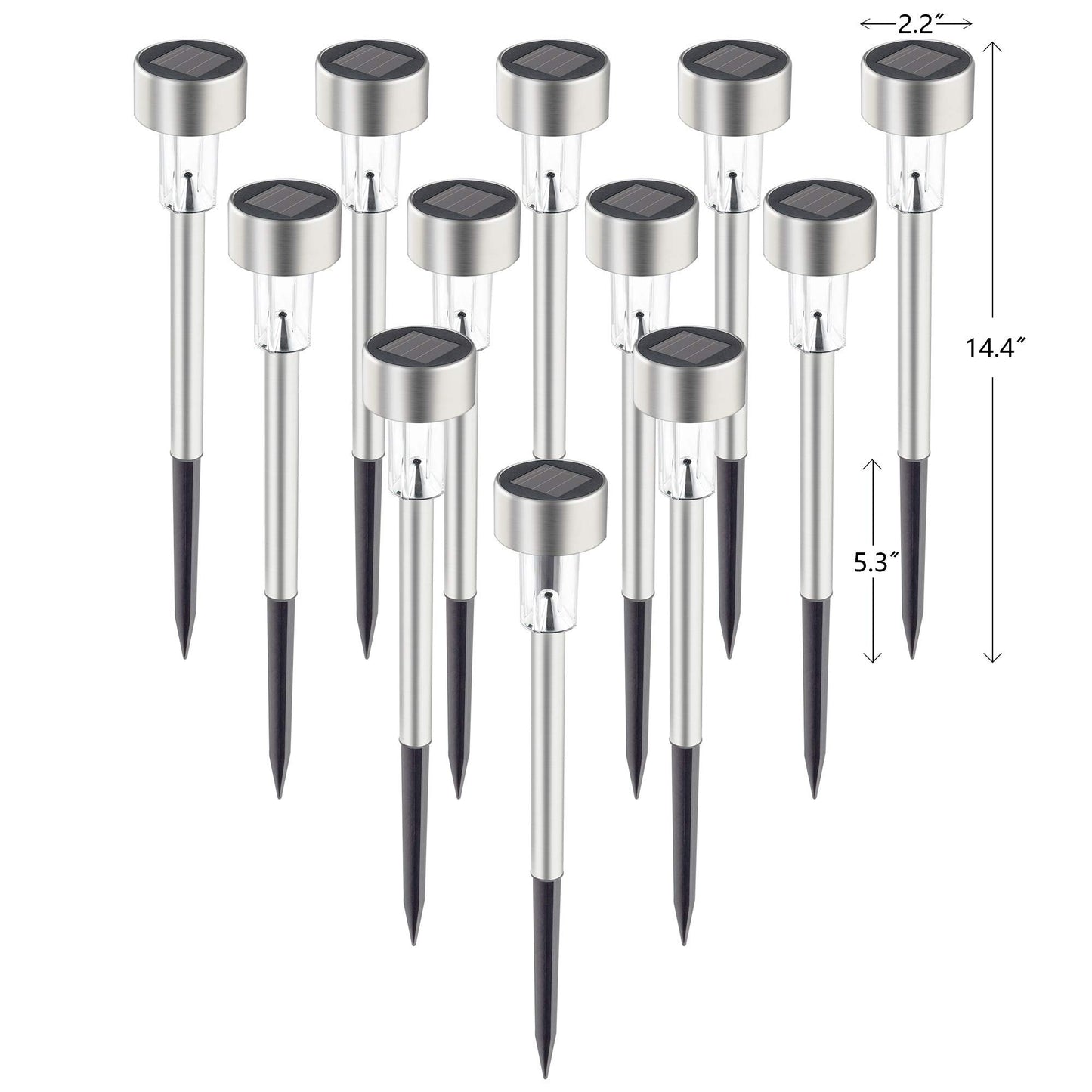 GIGALUMI Solar Pathway Lights, Stainless Steel IP44 Waterproof Auto On/Off Outdoor LED Solar Landscape Lights for Garden, Yard, Patio, Path